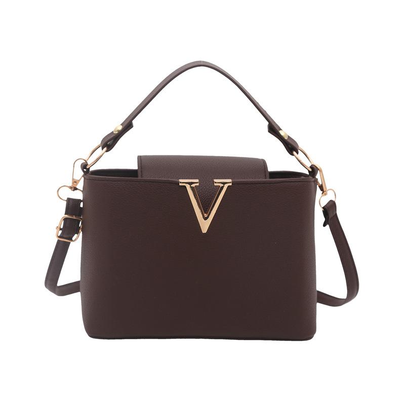 Luxury Women's Tote Bag, Chic V Shaped Stylish Pu Leather Bucket Bag, Top Cover Handbag Women Shoulder Crossbody Bags for Woman