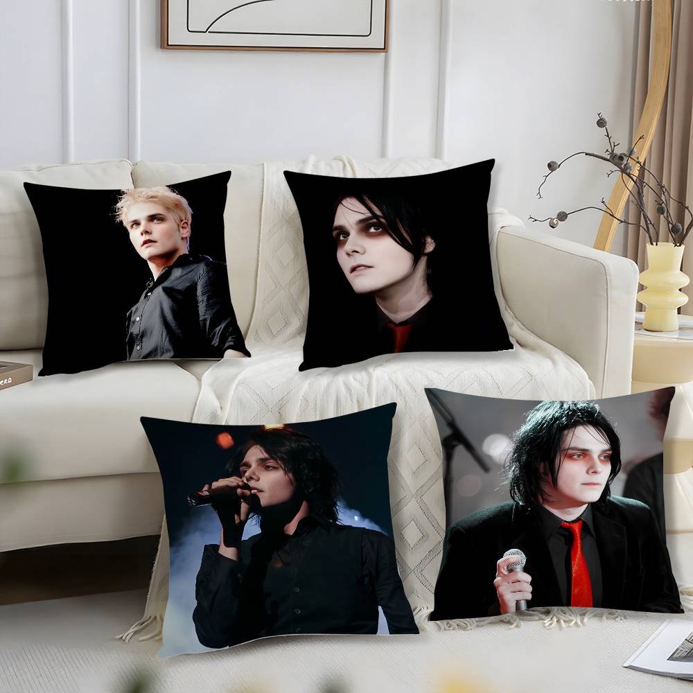 Jessica Chen Unisex Singer G-Gerard Way Pillow Case Short Plush Print Cushion Cover Square Throw Pillow Covers Sofa Home Decor