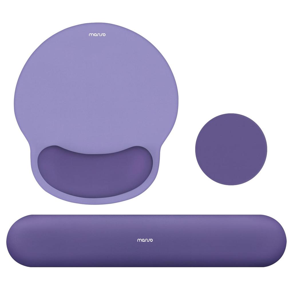 MOSISO Wrist Rest Support for Mouse Pad Keyboard Circular Curve Ergonomic Pain Relief Easy Typing Pad with Raised Memory Foam & Set, Non-Slip Base,