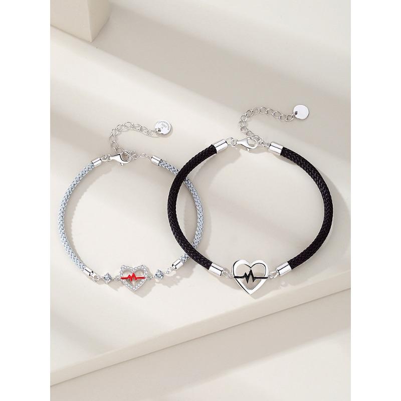 Minimalist Luxury Heart Shape Couple Bracelet Fashion Personalized Hand Chain For Long Distance Gift
