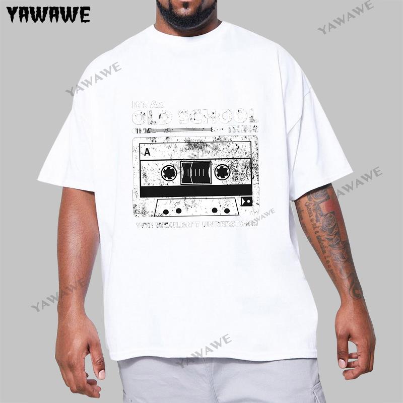 Cotton Brand Tshirt Cassette Tape Pencil Boombox Headphones Mixtape Old School Dj Deejay T Shirt Retro Fashion O Neck Tee Shirt