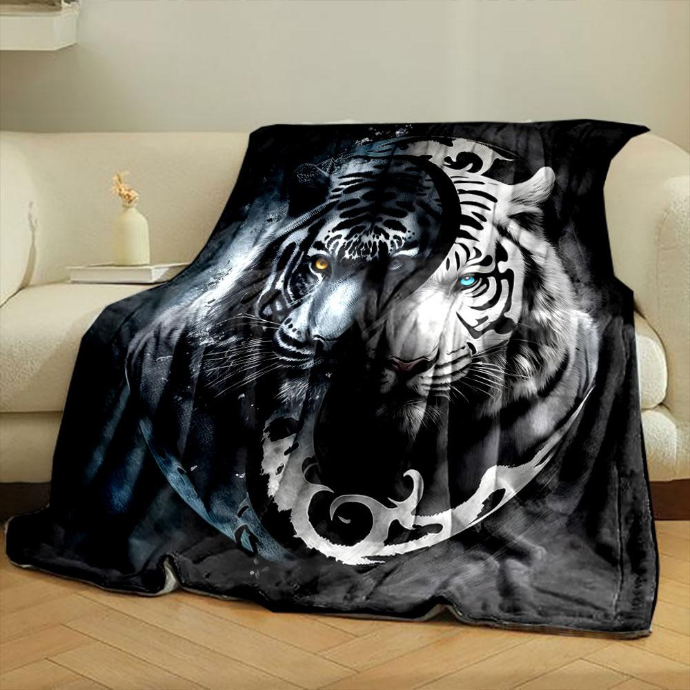Yin Yang Tiger Contrast print blanket soft and cozy perfect for the living room bed sofa or a nap,gift
