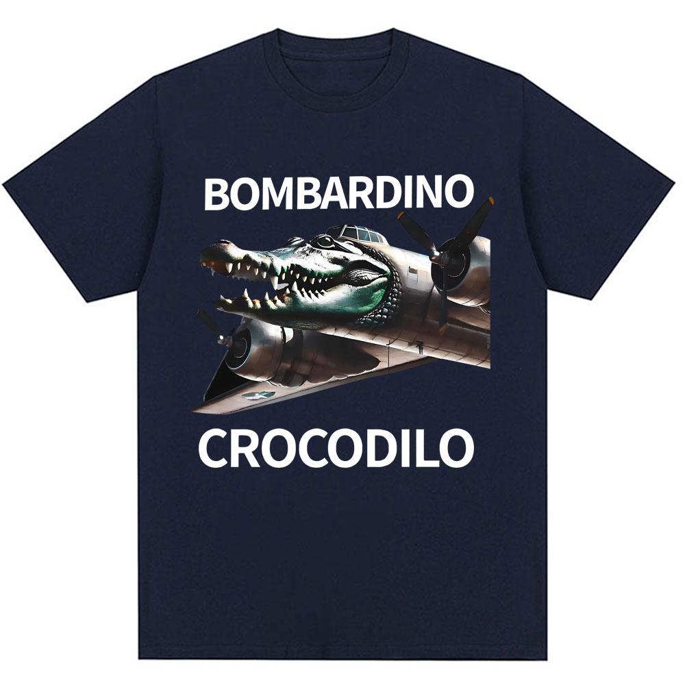 Bombardiro Crocodilo Funny Italian Brainrot Meme T Shirt Humor Fashion Hip Hop Men Women T Shirts Oversized Cotton Casual Tees