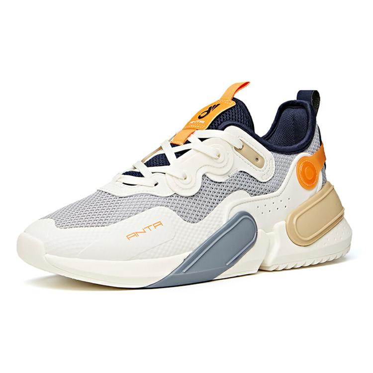 Anta Life Collection Casual Shoes Men's Low Top Ivory White/Floating Cloud Gray/Turquoise Blue 112128800-3