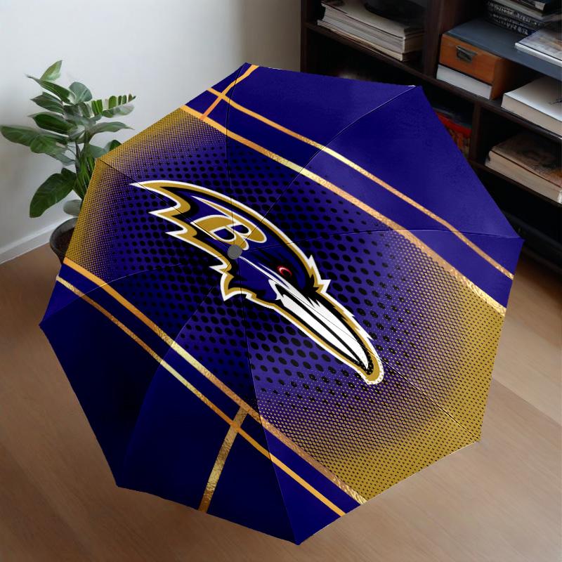 Football Ravens Logo Umbrella 8-Frame for Travel, Camping, Casual Lightweight Portable Umbrella, Essential for Every Family Holidays Gift