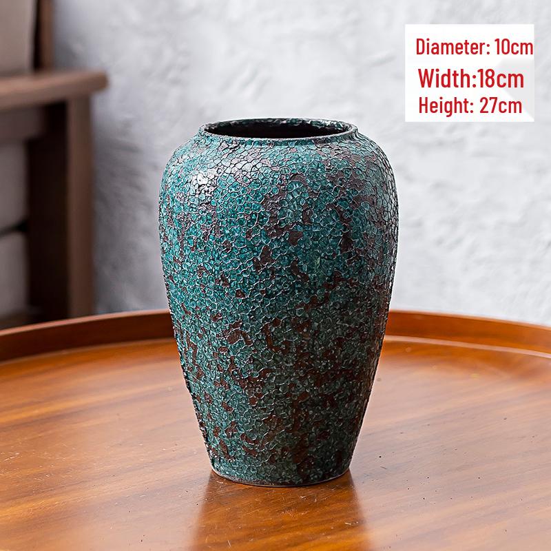 Japanese-Style Retro Ceramics Vase with Figurines for Creative Flower Arrangements