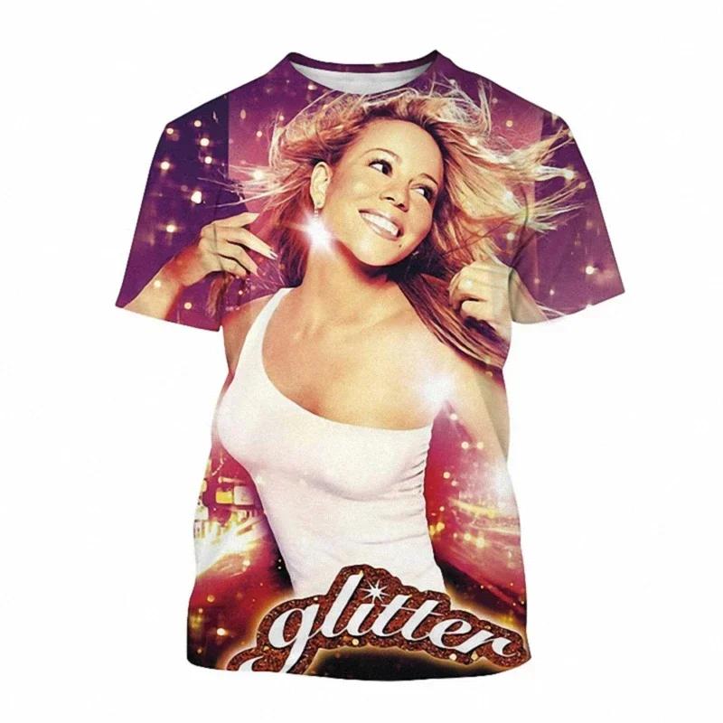 3D printed short-sleeve summer T-shirt, designed by Mariah Carey, casual and breathable style, street hip-hop vibe XXS