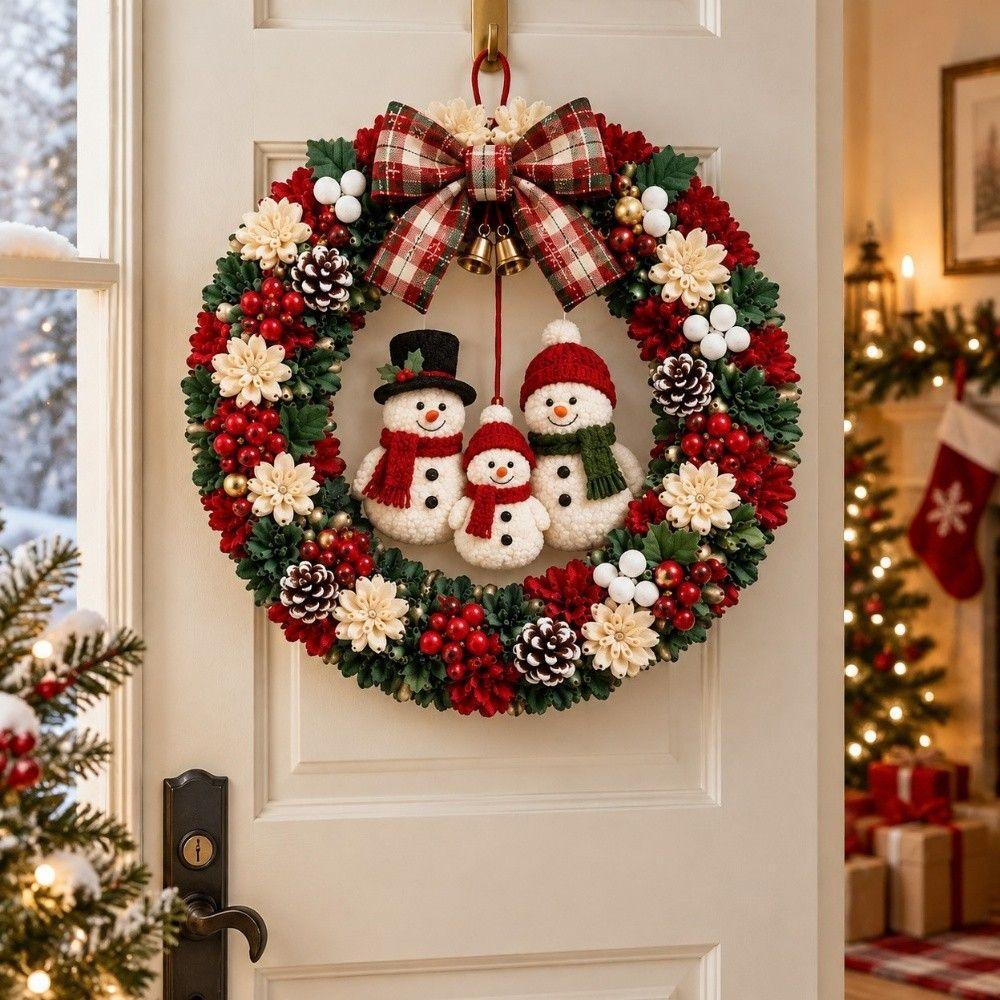 1 Set No Sewing Punch Needle Wreath DIY Kit Pre Cut Shape Holiday Wreath Decoration Kit  Home