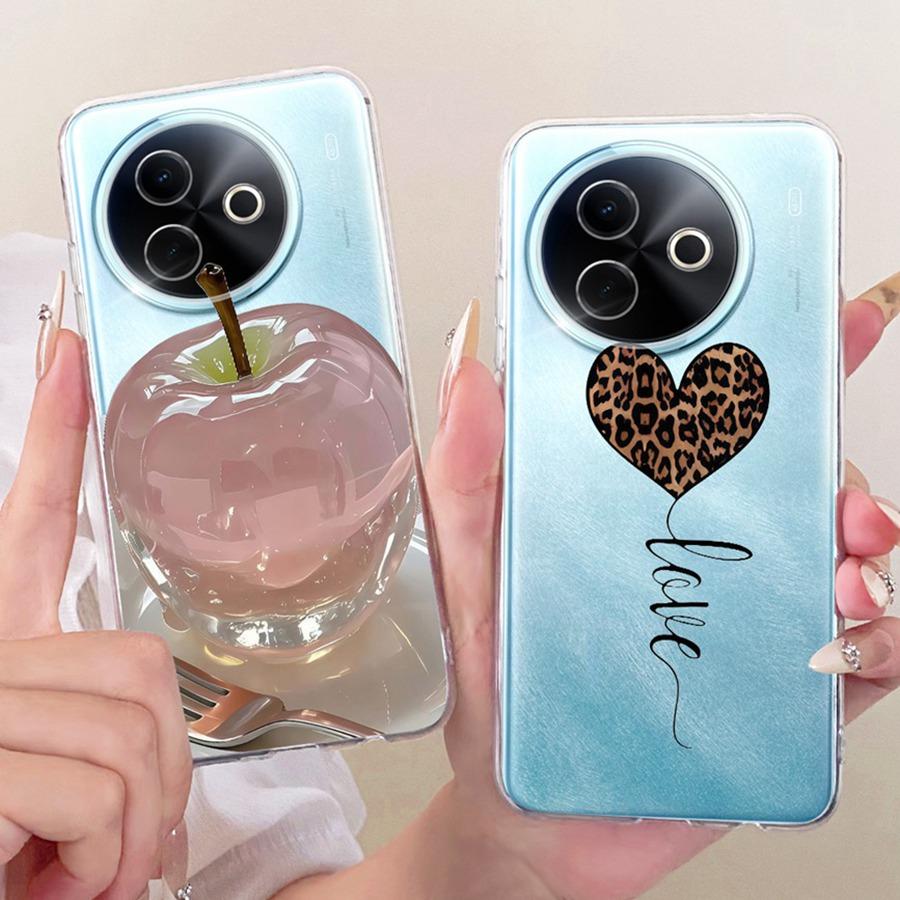 For Vivo Y300i Y39 5G Case V2443 Cover Clear Bow Painted Silicone Soft Back Case For VivoY39 Y300i transparent Protective Shell