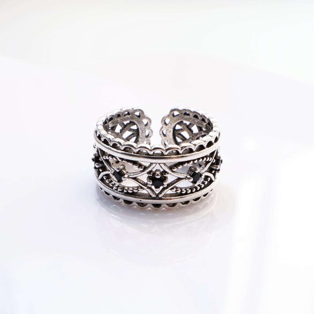 Retro “Weave & Gaze” Adjustable Open Ring For Men Women Gothic Punk Edgy Silver-plated Copper  Couple Accessories Gift