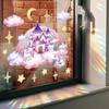 Creative Unicorn Castle Characters Stars Colorful Double-Sided Stickers, Window Glass Stickers, Living Room Bedroom Self-Adhesive