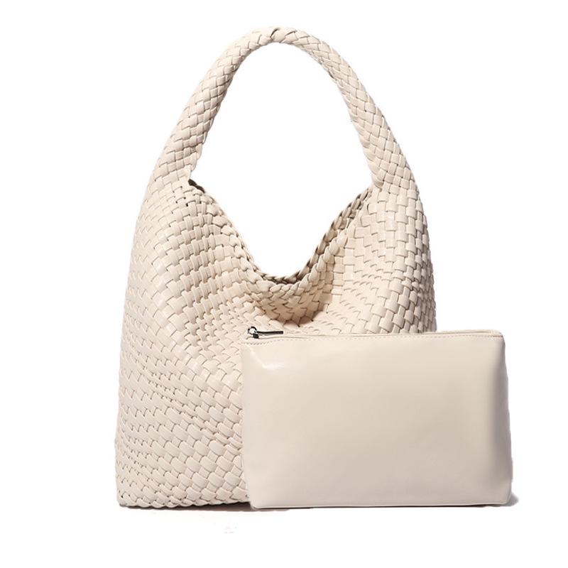 Women's Large Capacity Woven Shoulder Bag – Versatile Tote for Shopping, Commuting, and Everyday Use