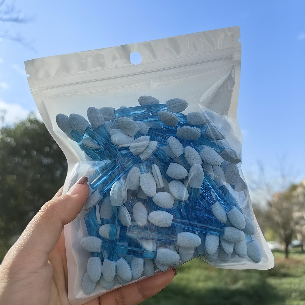 

100-Pack Latex Sponge Eyeshadow and Nail Art Blending Sticks, 5.5/6.5/7.5cm, Single/Double-Ended Brushes 100 pieces, Resealable Bag