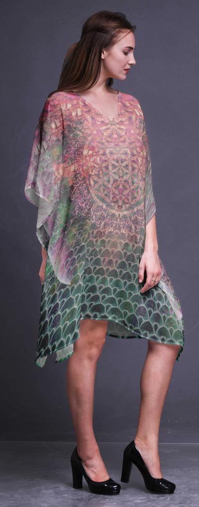 Phagun Short Caftan Midi Dress Beach Swimwear Cover Up Womens Kaftan-4X-5X