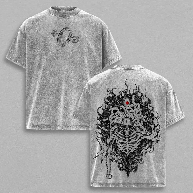 Manga Jujutsu Kaisen Okkotsu Yuta T-shirt Gothic Y2k Washed Oversized T Shirt Men's Clothing Short Sleeve Cotton Tees Tops