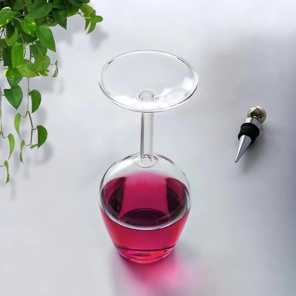 Bar Tool 400ML Upside Down Goblet Clear Long Stem Inverted Wine Cup Thickened Wineglass Gift