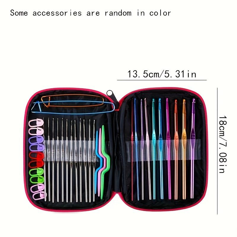 100-Piece Rose Red Crochet Hooks Set, Metal Crafting Needles, Scissors, Knitting Gauge & DIY Sewing Accessories Kit with Carrying Case for All Seasons