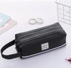 Double Zipper Pencil Case Large Capacity Black Pencil Pouch for School Supplies