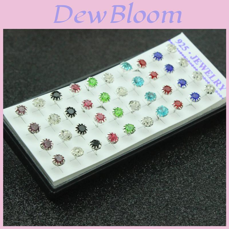 Minimalist Silver Earrings With Water Diamond Gemstones For Women And Men