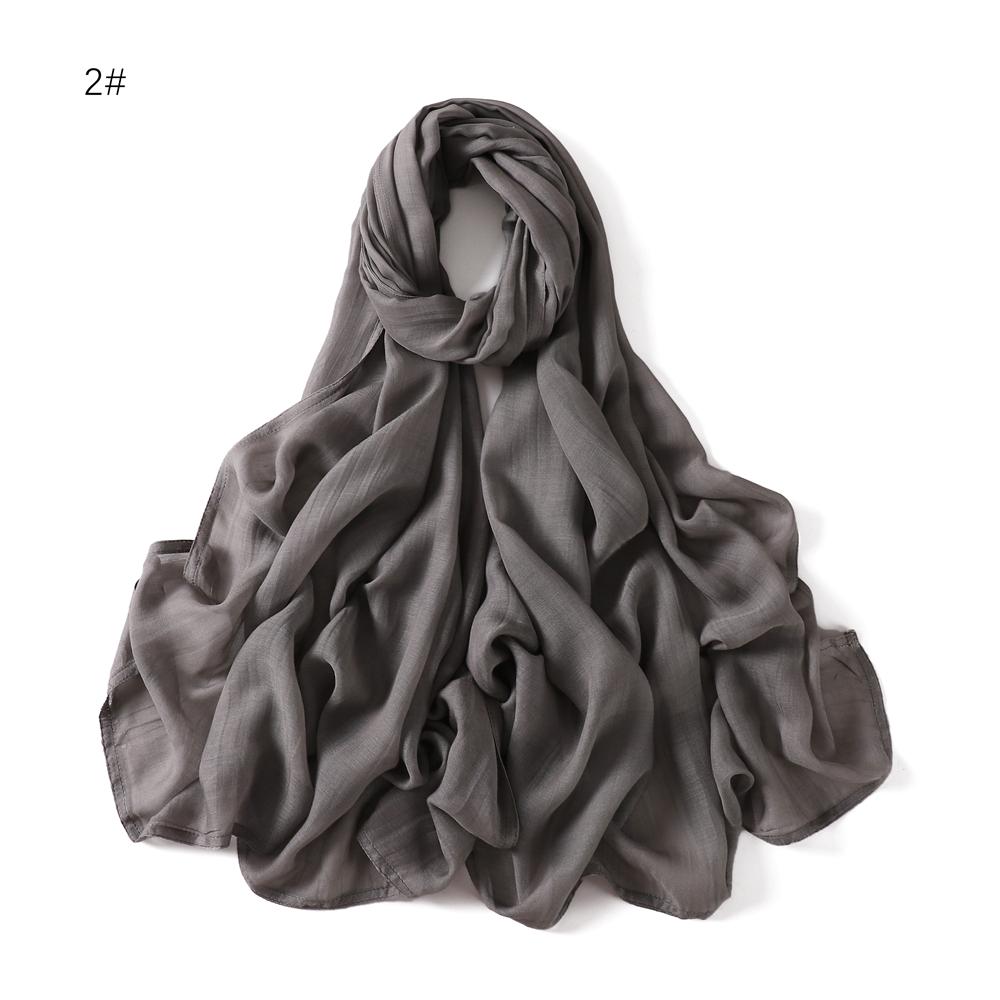 100% Viscose Double Stitches Edge Scarf Hijab Femme Solid Color Long Shawl Muslim Foulard Headscarf Pashmina