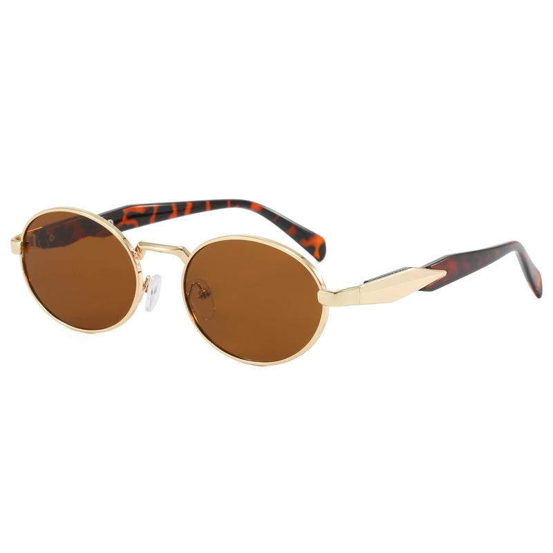 Oval Metal Personality Large Frame Sunglasses Women'S Retro Street Sunglasses