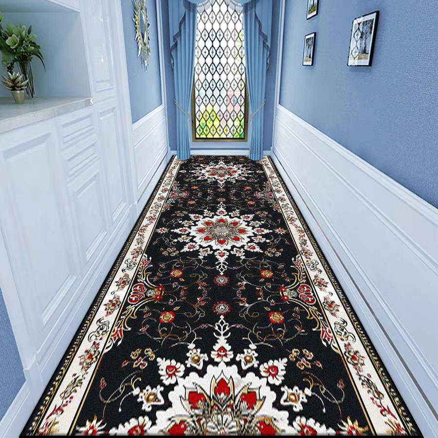 European Style Luxury Corridor Carpet Home Decoration Living Room Non-slip Runner Long Rug Hotel Stair Entryway Customizable Mat