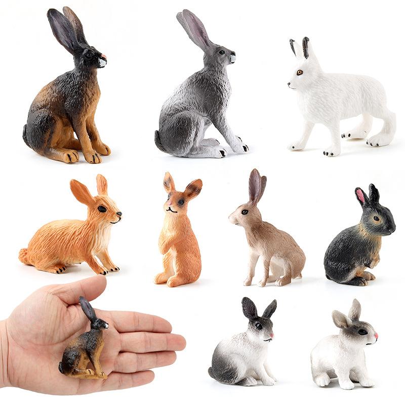 Simulated Wild Animal Model Rabbit Solid Plastic Toy Boutique Animal Cake Ornament Doll