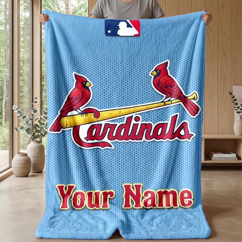 St. Louis Cardinals Custom Flannel Throw Blanket Print Your Name Text Soft Warm Blanket Holiday Present