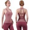 Women's U-shaped Vest Quick-Drying Sleeveless Fitness Running Nude Beauty Back Yoga Vest Female Bodybuilding Tank Top Sports Bra Built-in Chest Pad