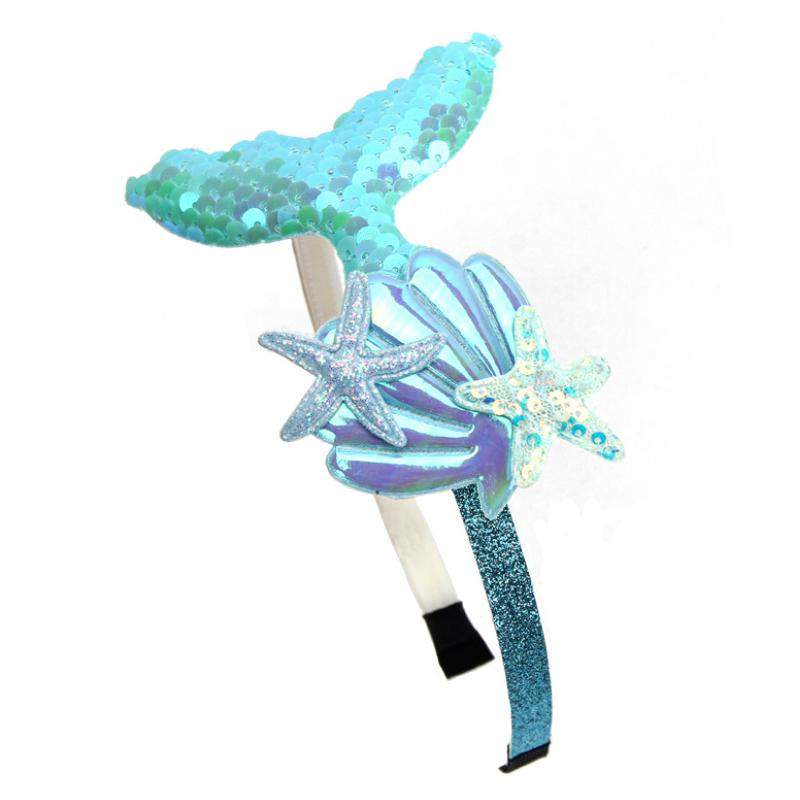 Girls Hairbands Mermaid Headwear Color Sequin Shells Shiny Princess Sweet Children's Hair Accessories Photo Prop Party Headbands