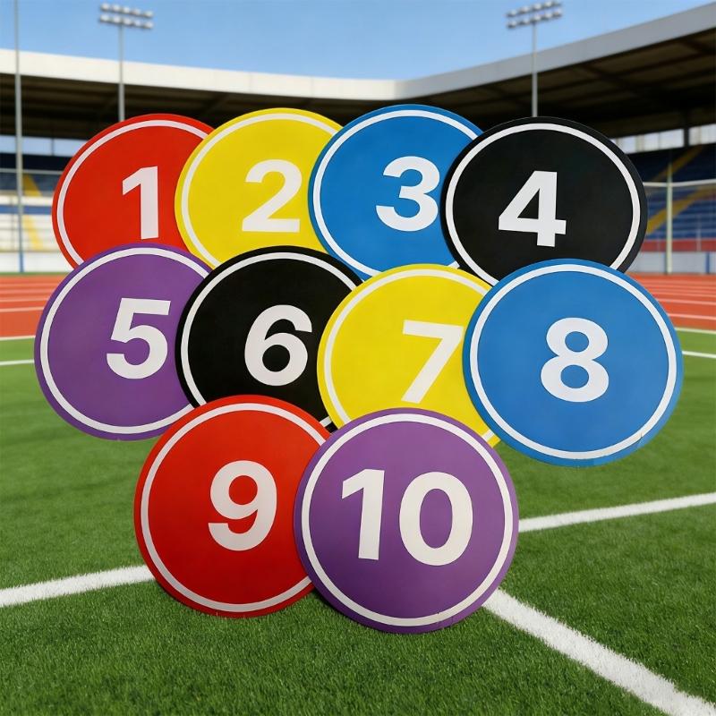 Soccer Flat Disc Markers Numbered Spots Markers Antislip Soccer Training Floor Agility Dots for Training, Exercise, Gym