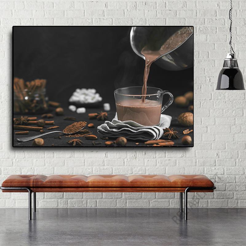 Hot Chocolate Drink HD Pictures Canvas Painting Chocolate Coffee Posters Prints for Coffee Shop Wall Decor Cuadros