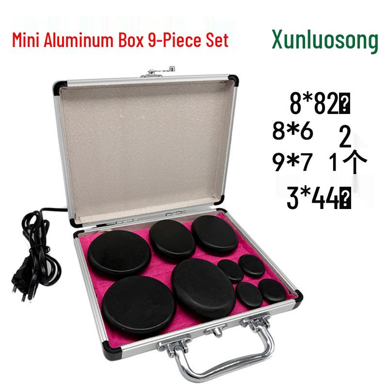 20-Piece Volcanic Massage Stone Set with Essential Oil Warmer & Aluminum Heater