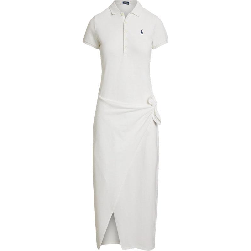 Polo Ralph Lauren Solid Color Polo Wrap Waist Short Sleeve Dress Women dresses White WMPODRSNFA20911-100