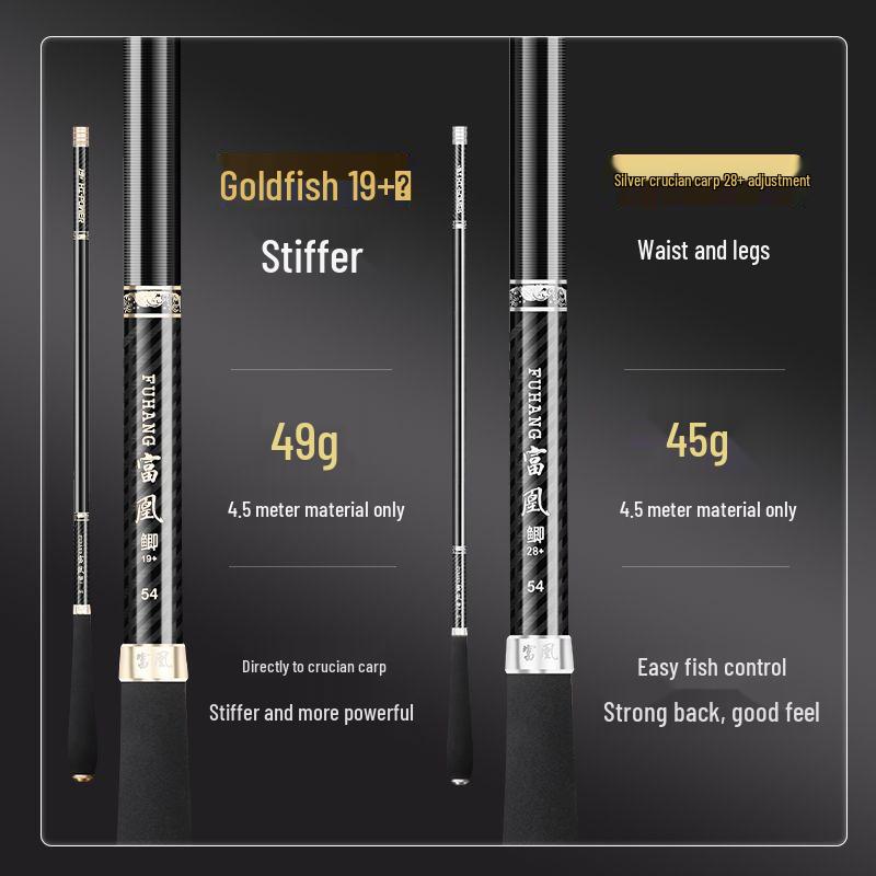 Crucian Carp Carbon Fiber Ultra-light, Ultra-hard 28-tone Fishing Rod Set - 19 Brands Taiwan Rod for Wild Fishing
