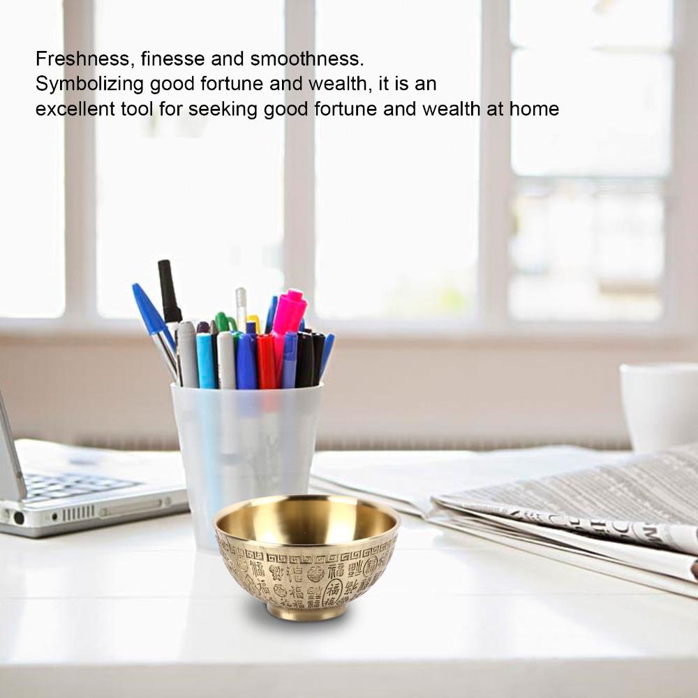 3.3-Inch Diameter Copper Decorative Bowl Gold Blessing Bowl Incense Temple Bowl For Office Decor