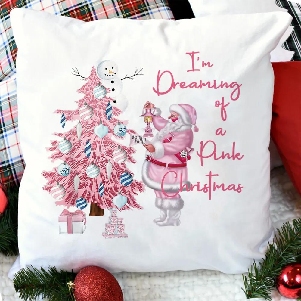merry christmas printed Pillow Case christmas derco Pillow Dust Cover Bedroom Kids pink xmas Party Decoration Pillowcase gifts