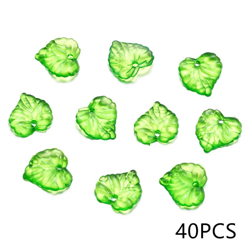 10-100Pcs Green Acrylic Leaf Charms Leaves Beads Pendants For Diy Necklace Bracelet Earrings Jewelry Making Handmade Crafts