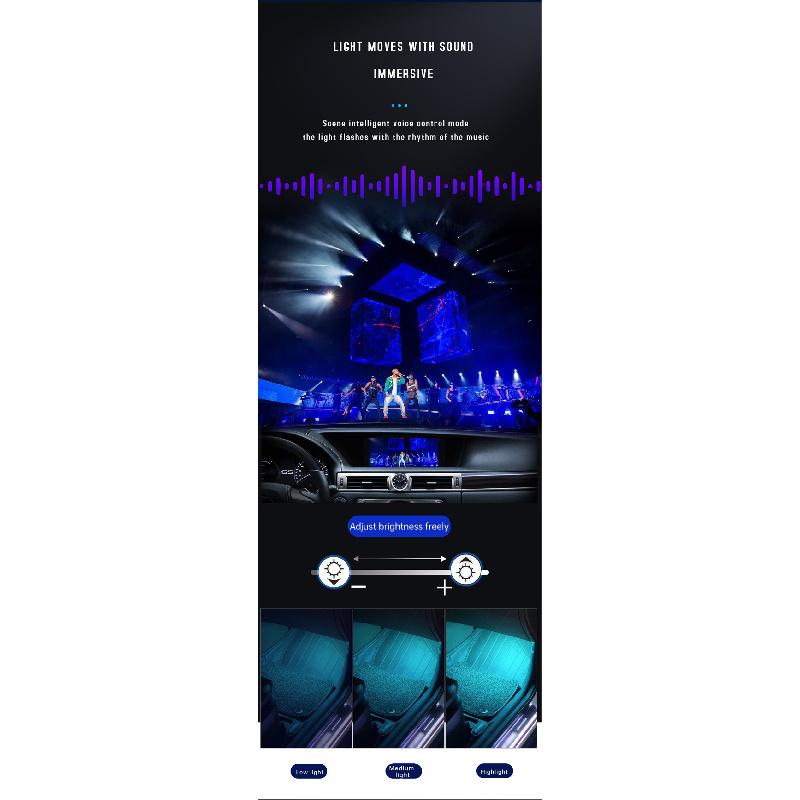 Rgb App Wireless Remote Music Control Car Decoration/Backlight/Atmosphere Lights