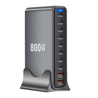 800W Gallium Nitride Desktop Charger – 10-Port Australian Standard PD Fast Charger with 765W Multifunctional Output.