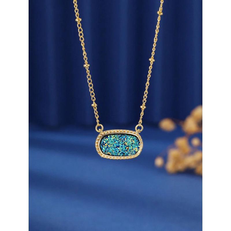 

Oval Pendant Necklace, Fashionable European And American Design, Copper, Suitable For Girlfriend, Daily Wear