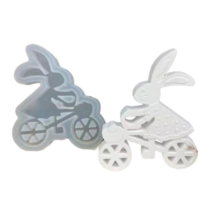 

Silicone Molds Rabbit Candle Molds Handmade DIY Soap Baking Molds Cycling Rabbit Resin Casting Molds for Candle Making