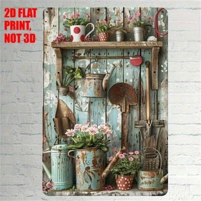 Vintage Farmhouse Floral Metal Sign Wall Art Retro Rustic Decor