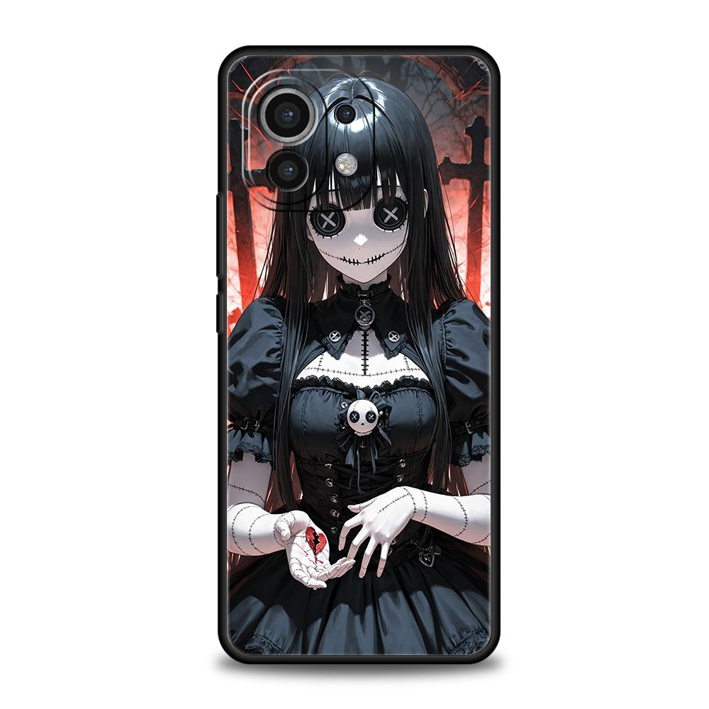 Phone Case Cover for Xiaomi Poco F7 F6 F5 F4 F3 X7 X6 X5 X4 X3 NFC M4 C51 C55 GT Pro Soft TPU Dark Cute Girl Doll Art Creative
