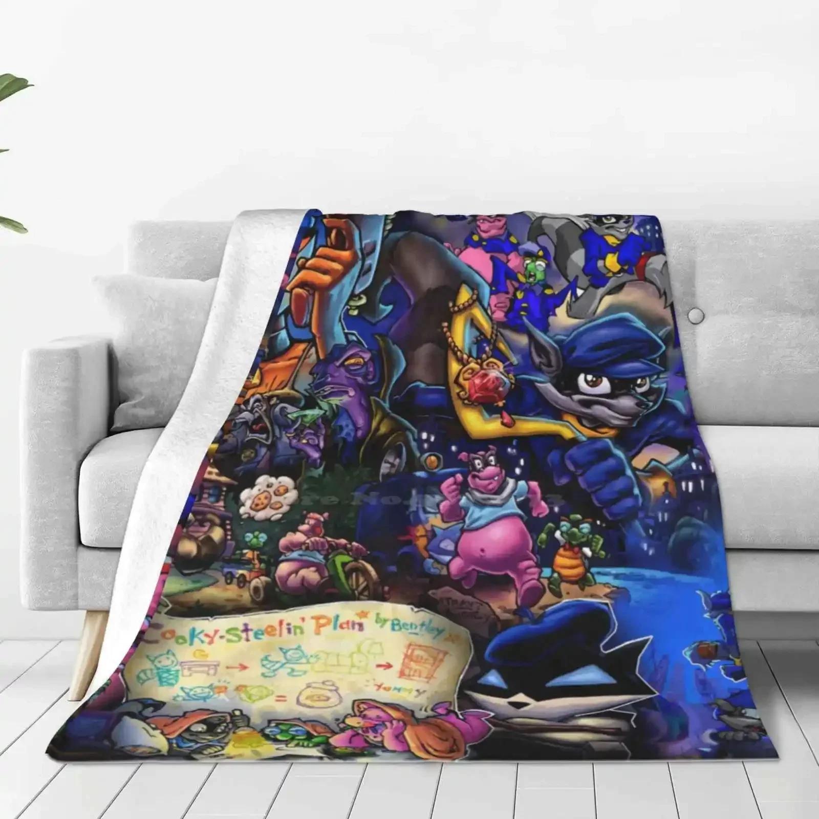 

Comic Collage Sly Cooper Soft Warm Light Thin Blanket Slycooper Sly Cooper Raccoon Fox Turtle Hippo Comic Manga Anime Game# 75X95CM