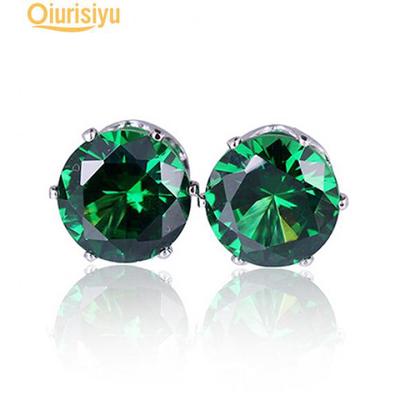 Women Round Cubic Zirconia Golden Silver Alloy Ear Studs Earrings Charm Gift