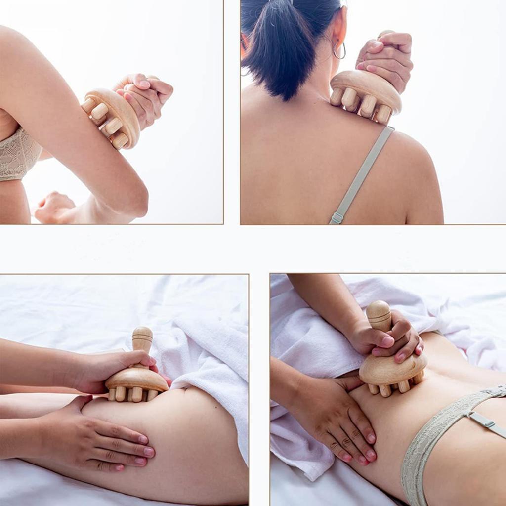 Wooden Mushroom Shape Massage Manual Wood Therapy Massage Tool Anti Cellulite Maderoterapia Lymphatic Drainage for Full Body Use