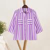 ZANZEA Women Turn Down Collar Summer Loose Casual 3/4 Sleeve Stripe Blouse