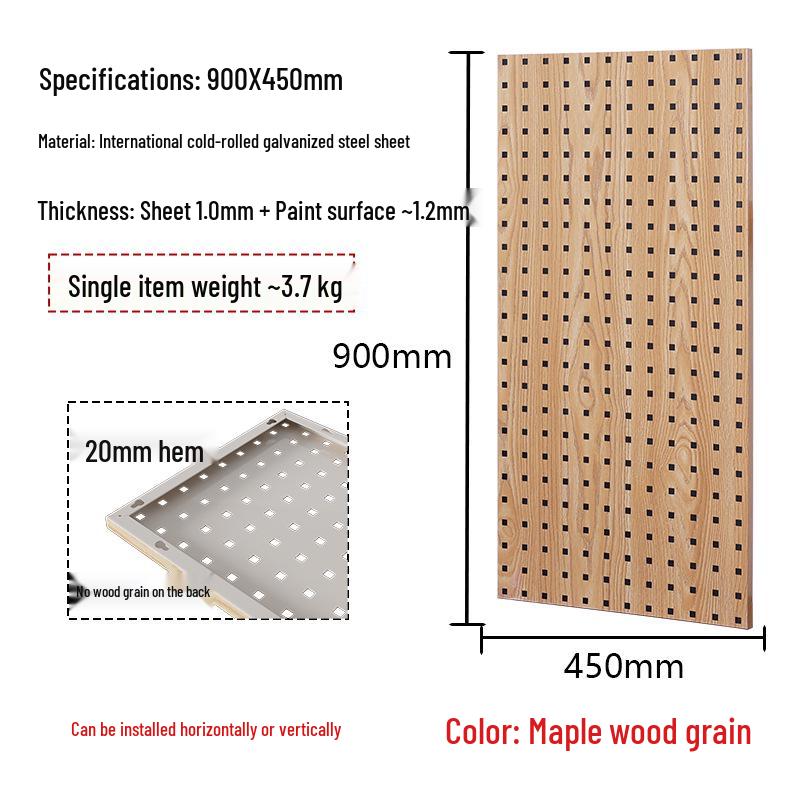 Chi Tu Tools Wall-Mounted Pegboard Rack - Square Hole Storage Organizer with Hooks