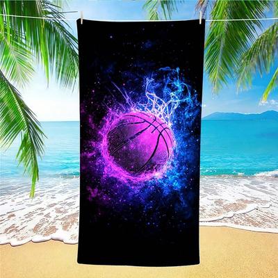 Stylish Galaxy Basketball Beach Towel Patterned Sunscreen And Windproof Suitable For Swimming Pool Camping Travel Blanket